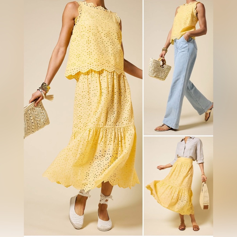 Talbots Yellow A-Line Tiered Maxi Skirt‎ Casual